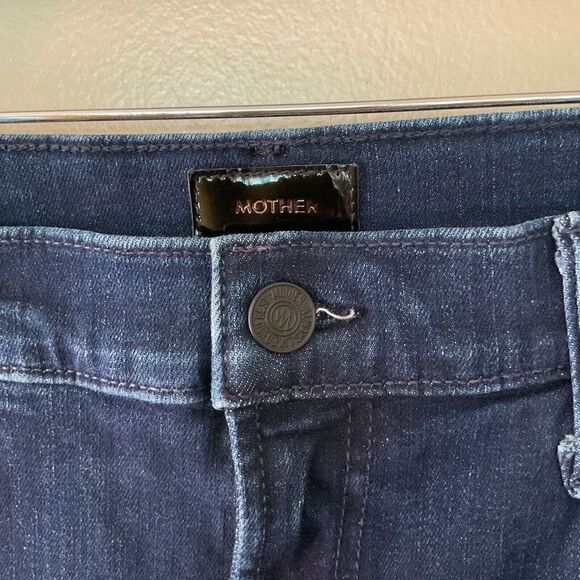 Mother sz 34 The Rascal Sliced Up Heel Dark Denim Flare Jeans Pants NWT $208 - Picture 11 of 13